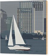 San Diego Bay Sailing Wood Print