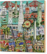 San Francisco Illustration Wood Print