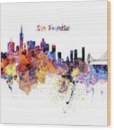 San Francisco Watercolor Skyline Wood Print