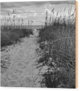Sand And Sea Oats - Headed For The Beach Wood Print