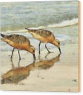 Sand Pipers Wood Print