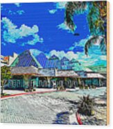 Santa Clara Convention Center, Impressionist Painting Wood Print