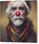 Santa Clown Wood Print