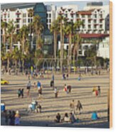 Santa Monica State Beach In Late Afternoon Sunshine Wood Print