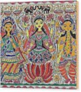 Saraswati, Laxmi Ganesh Wood Print