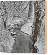 Saunders Creek Dressed In White -  Small Wi Creek Bedazzled With Fresh Winter Snow - Color Wood Print