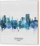 Savannah Georgia Skyline #08 Wood Print