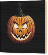 Scary Jack-o-lantern Halloween Wood Print