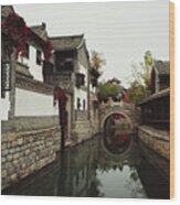 Scenic Canal In Gubei Water Town. Wood Print