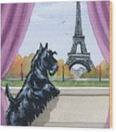 Scottish Terrier In Paris Wood Print