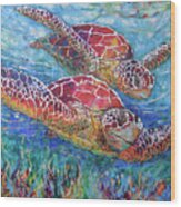 Sea Turtle Buddies Iii Wood Print