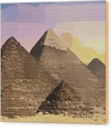 Seagull Flying By Pyramids Abstract Realism Wood Print