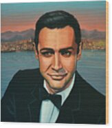 Sean Connery As James Bond Painting Wood Print
