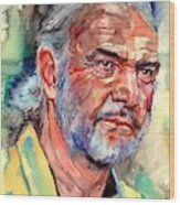 Sean Connery Portrait Wood Print