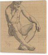 Seated Male Nude, Study For Science. Iowa State Capitol Wood Print