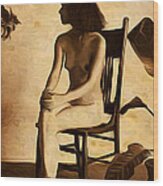 Seated Nude Wood Print
