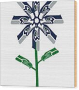 Seattle Seahawks - Nfl Football Team Logo Flower Art Wood Print