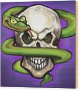 Serpent Evil Skull Wood Print