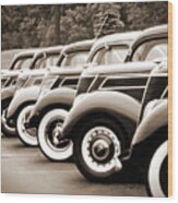 Seven 1937 Fords In 1987 Wood Print