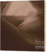 Sexy Young Lady Nude In Bed - Silver Gelatin Analog 35mm Film Photo In Sepia Wood Print