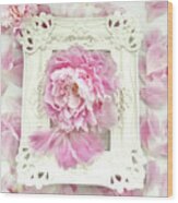 Shabby Chic Pastel Peonies In White Frame Cottage Wall Art Home