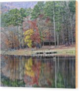 Shady Lake In The Fall Wood Print
