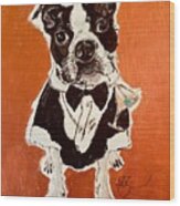 Boston Terrier Bond 007 Shaken Not Stirred Wood Print