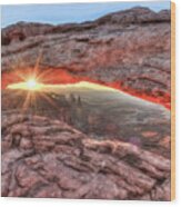 Shining Light Beneath The Mesa Arch - Moab Utah Wood Print