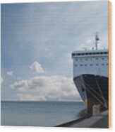 Ship In Harbour Wood Print