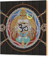 Shiva Om Munda Mala Black Wood Print