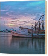 Shrimp Boat Rainbow Wood Print