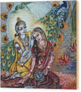Shringar Leela - Radha Krishna Wood Print