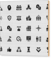 Simple Set Of Teamwork Related Vector Icons. Symbol Collection Wood Print