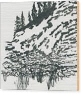 Sketch Of A Hillside Wood Print