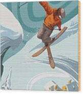 Ski Freestyler Wood Print