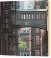 Skywalk Between Buildings In Tribeca, Nyc Wood Print