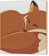 Sleeping Fox Wood Print