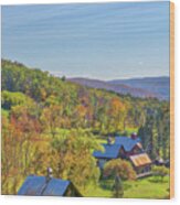 Sleepy Hollow Farm And Fall Colors In Pomfret Vermont Wood Print