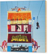 Slotzilla Zip Line Las Vegas Wood Print