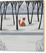 Smiling Fox    Woodland Animal Cute Wood Print