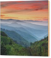 Smoky Mountains Sunrise - Great Smoky Mountains National Park Wood Print
