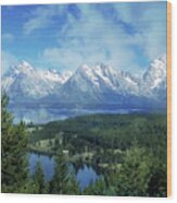 Snow Covered Grand Tetons Wood Print