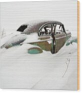 Snow Cruiser - 1 Of 3 - 1947 Chevy Coup In A Nd Snow Scene Wood Print