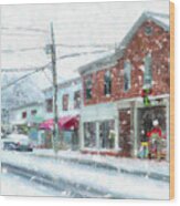 Snow On Main Street Wood Print
