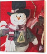 Snowman Christmas Ornament Art Wood Print