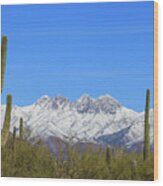 Snowy Four Peaks Wood Print