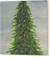 Snowy Tree Wood Print
