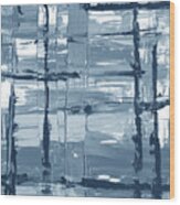 Soft Blue Brush Strokes Modern Decor Contemporary Wall Art Xii Wood Print