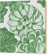 Soft Green Succulent Plants Garden Watercolor Interior Art Vii Wood Print