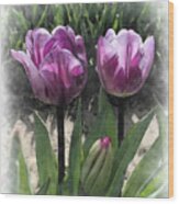 Soft Purple Pattern Tulips Wood Print